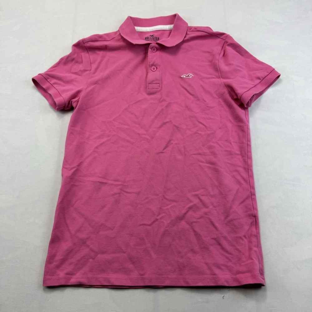 Hollister Men's XS Pink Advanced Stretch Polo Shirt Short Sleeve Logo